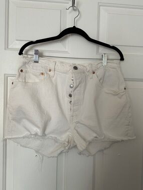 Levi’s 501 White High-Rise Button-Front Denim Shorts